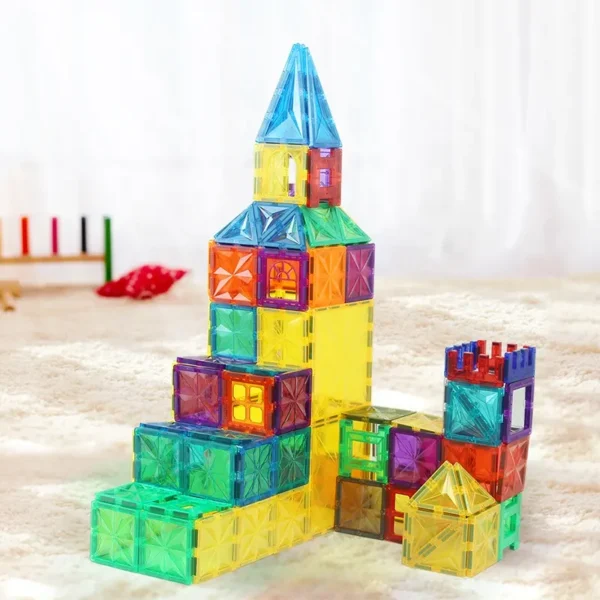 3D magnetic building tiles