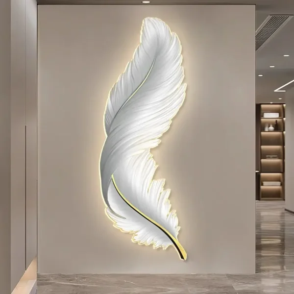 Large Feather Wall Decor with LED Light
