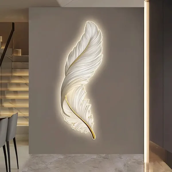 Large Feather Wall Decor with LED Light