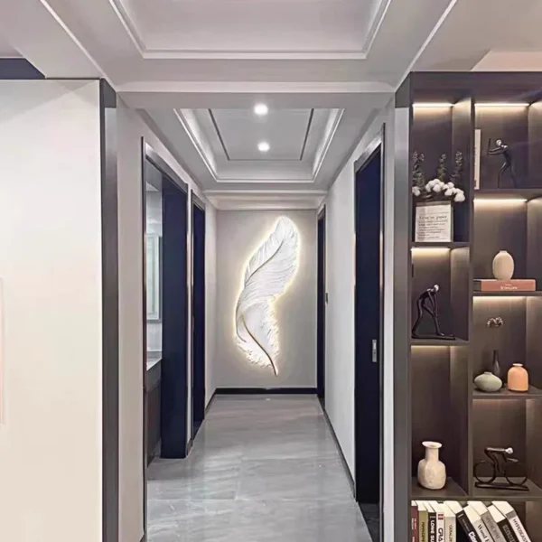 Large Feather Wall Decor with LED Light