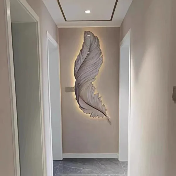 Large Feather Wall Decor with LED Light