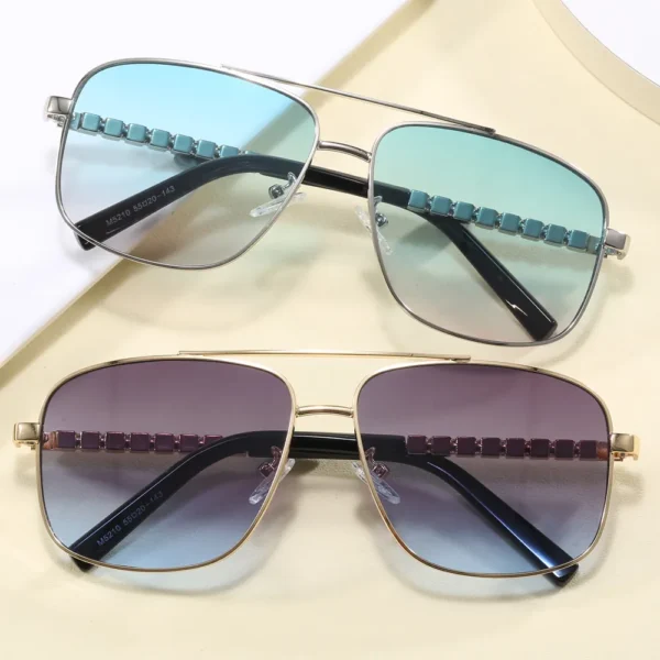 Retro Square Double Bridge Sunglasses Gradient