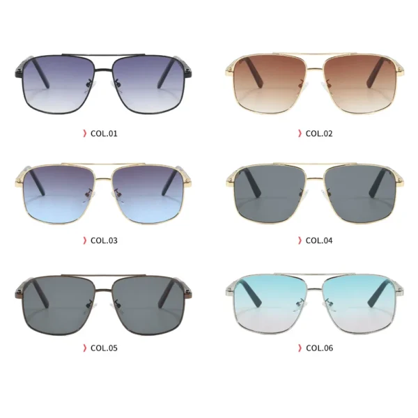 Retro Square Double Bridge Sunglasses Gradient